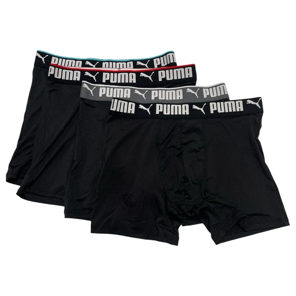 PUMA Men's Boxer Briefs 4-Pack Athletic Fit  Stretch Cooling Underwear Size S